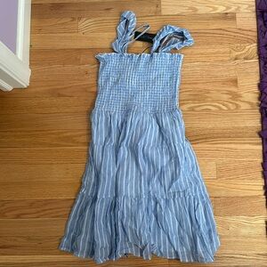 Blue and white striped dress